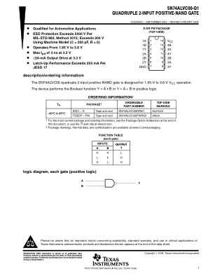 SN74ALVC00-Q1 数据手册首页