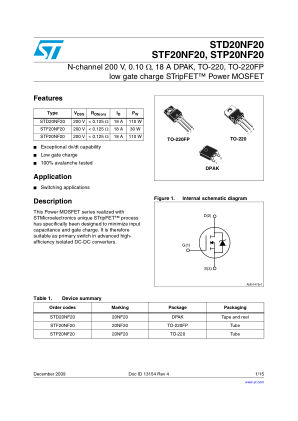 STD20NF20 datasheet cover page