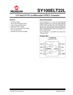 SY100ELT22LZG-TR datasheet cover page