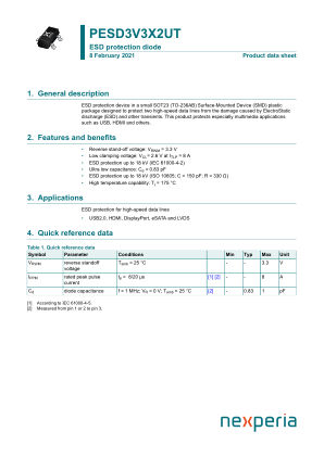 PESD3V3X2UTR datasheet cover page