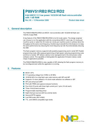 P89V51RB2 datasheet cover page