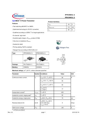 IPB034N03L-G datasheet cover page