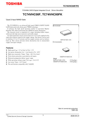 TC74VHC00F datasheet cover page