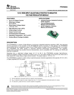 PTN78060A datasheet cover page