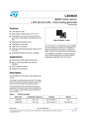 L3G462A 数据手册首页