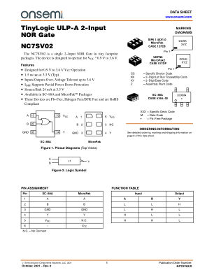 NC7SV02 数据手册首页