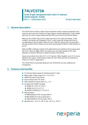 74LVC373ADB datasheet cover page
