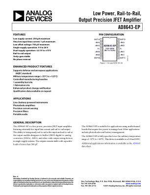 AD8643-EP 数据手册首页