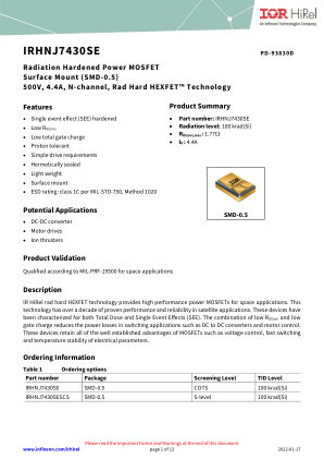 IRHNJ7430SE datasheet cover page