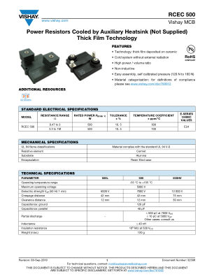 RCEC-500 datasheet cover page
