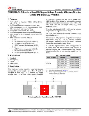 TXB0106 datasheet cover page