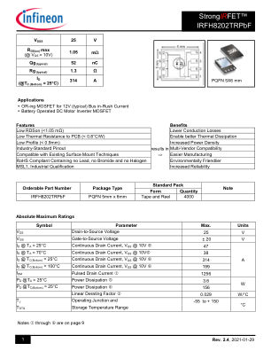 IRFH8202 数据手册首页