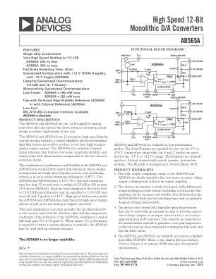 AD565A 数据手册首页