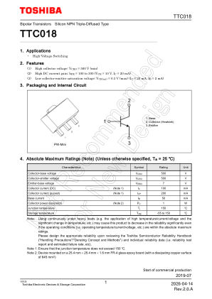 TTC018 datasheet cover page
