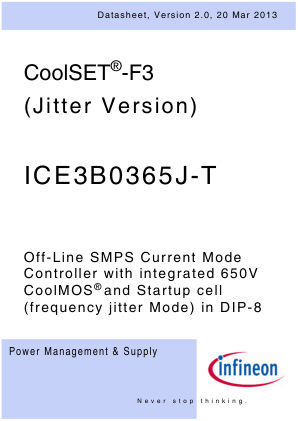 ICE3B0365J-T datasheet cover page