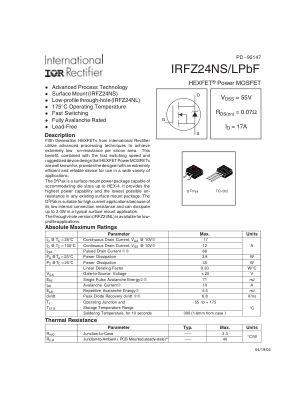 IRFZ24NS 数据手册首页