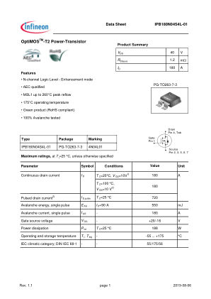 IPB180N04S4L-01 datasheet cover page