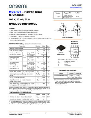 NVMJD010N10MCL datasheet cover page