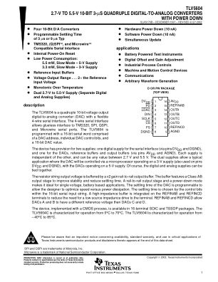 TLV5604 datasheet cover page