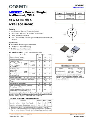 NTBLS001N06C 数据手册首页