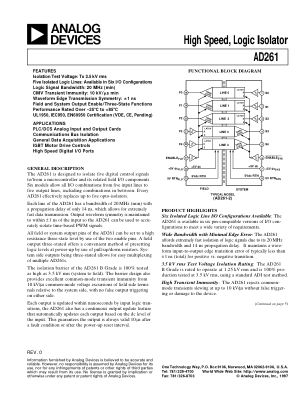 AD261 datasheet cover page