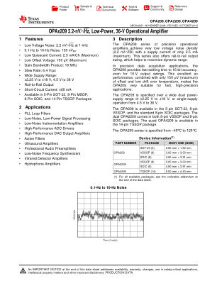 OPA4209 datasheet cover page