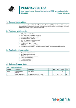 PESD15VL2BT-QR datasheet cover page