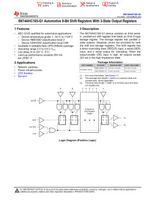 SN74AHC165-Q1 数据手册首页
