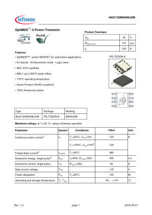 IAUC120N04S6L008 datasheet cover page