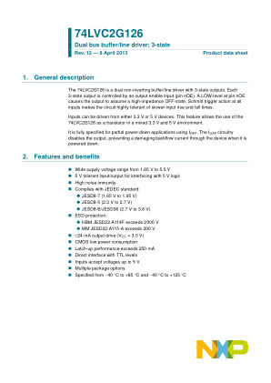 74LVC2G126GN datasheet cover page