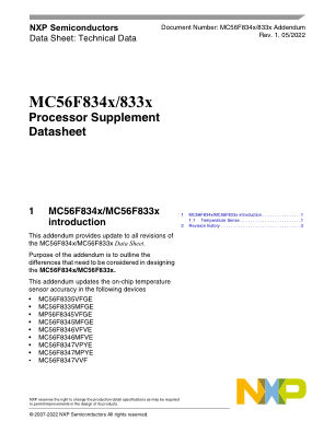 MC56F833XDSAD 数据手册首页