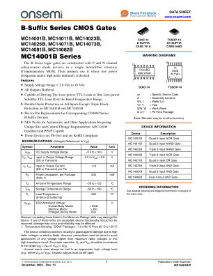 MC14001B 数据手册首页