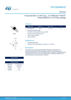 STP15N60M2-EP datasheet cover page