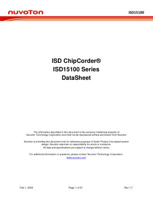 ISD15100 数据手册首页
