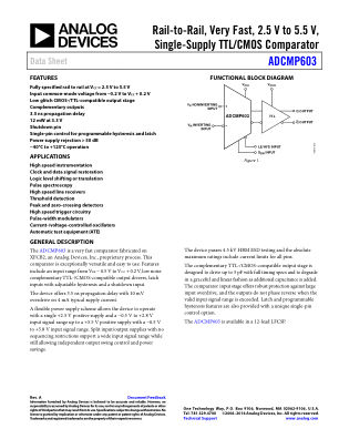 ADCMP603 数据手册首页