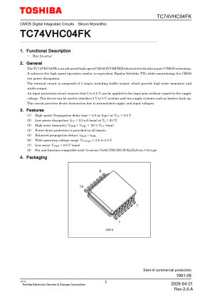 TC74VHC04FK datasheet cover page