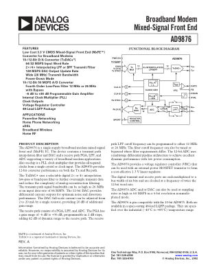 AD9876 数据手册首页