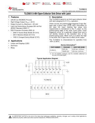 TLC59212 datasheet cover page