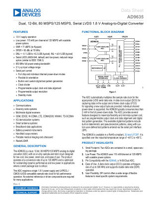 AD9635 datasheet cover page