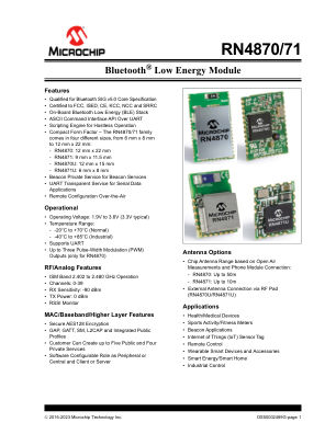 RN4871U-V 数据手册首页