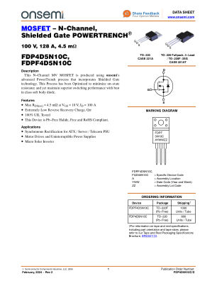 FDP4D5N10C 数据手册首页