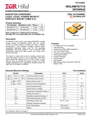 IRHLNM7S7110 datasheet cover page