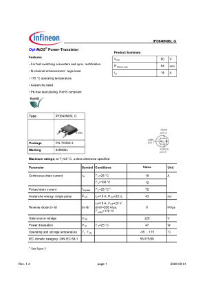 IPD640N06L-G datasheet cover page