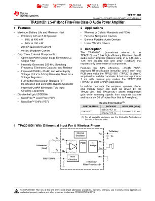 TPA2010D1 数据手册首页