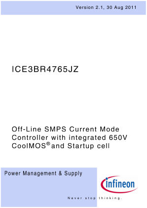 ICE3BR4765JZ datasheet cover page