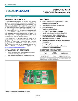 DS89C450-KIT 数据手册首页