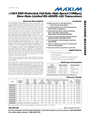 MAX3080E datasheet cover page
