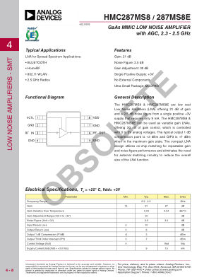 HMC287 datasheet cover page