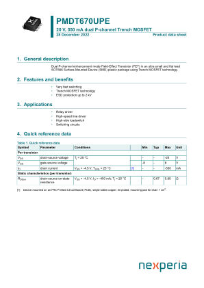 PMDT670UPE datasheet cover page