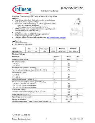 IHW25N120R2 datasheet cover page